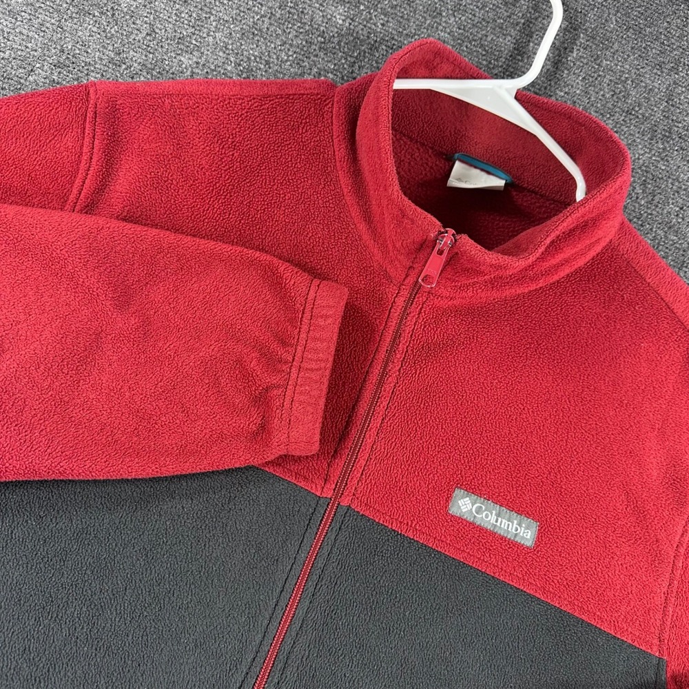 Columbia Fleece Jacket Mens XL Extra Large Red Black Color Block Full Zip Hiking